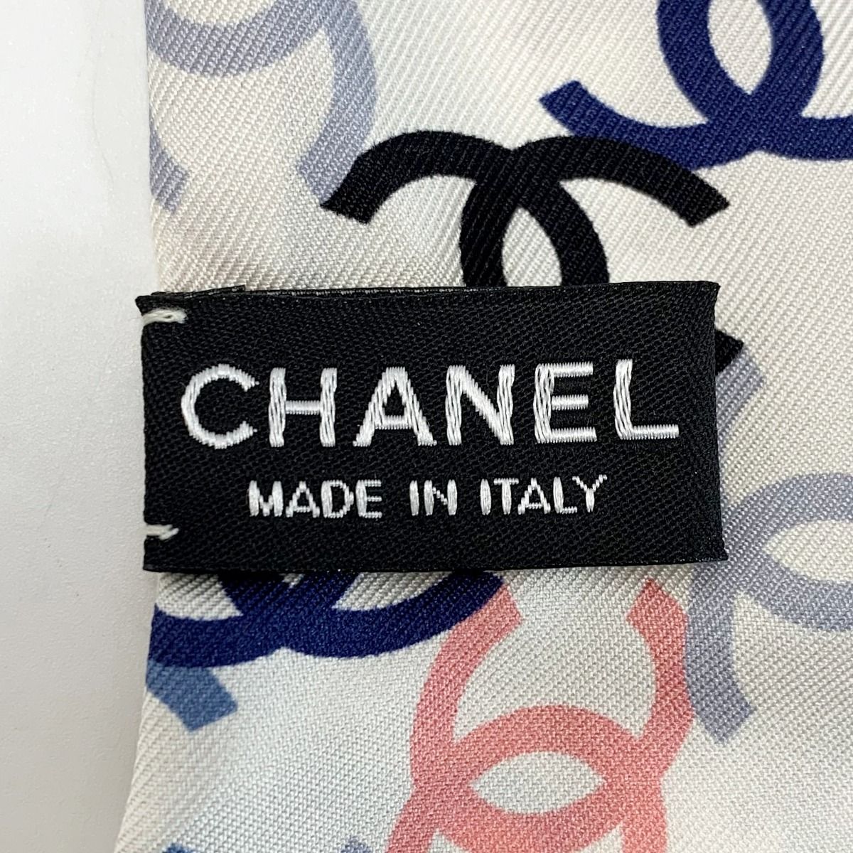 CHANEL シャネル ヘアバンド 細いスカーフ ツイリー ホワイト シルク