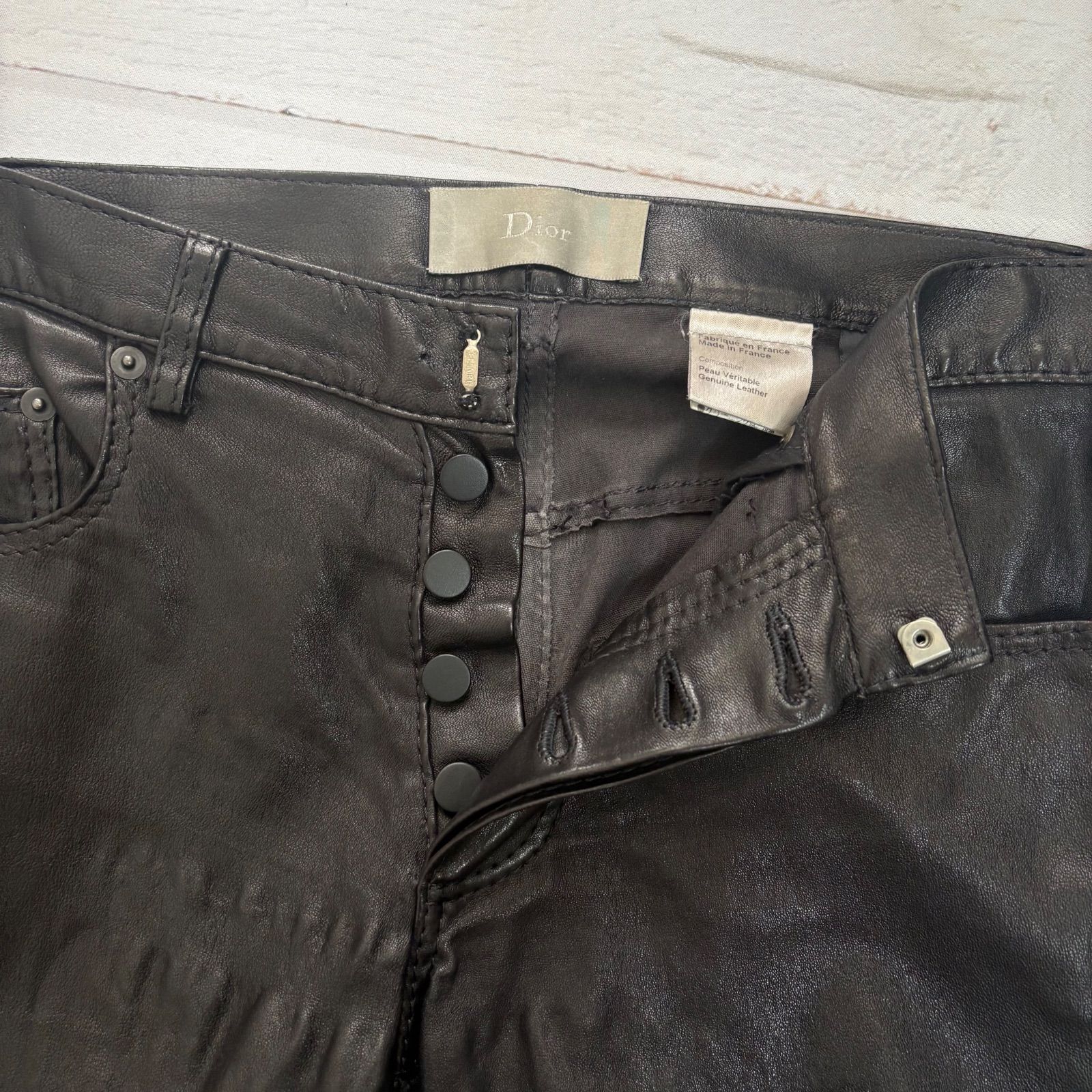 名作 07ss Dior homme ディオールオム レザーパンツ ラムスキン エディ