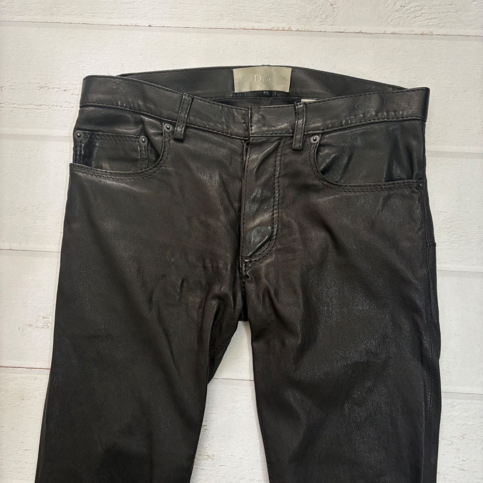 名作✨07ss Dior homme ディオールオム レザーパンツ ラムスキン