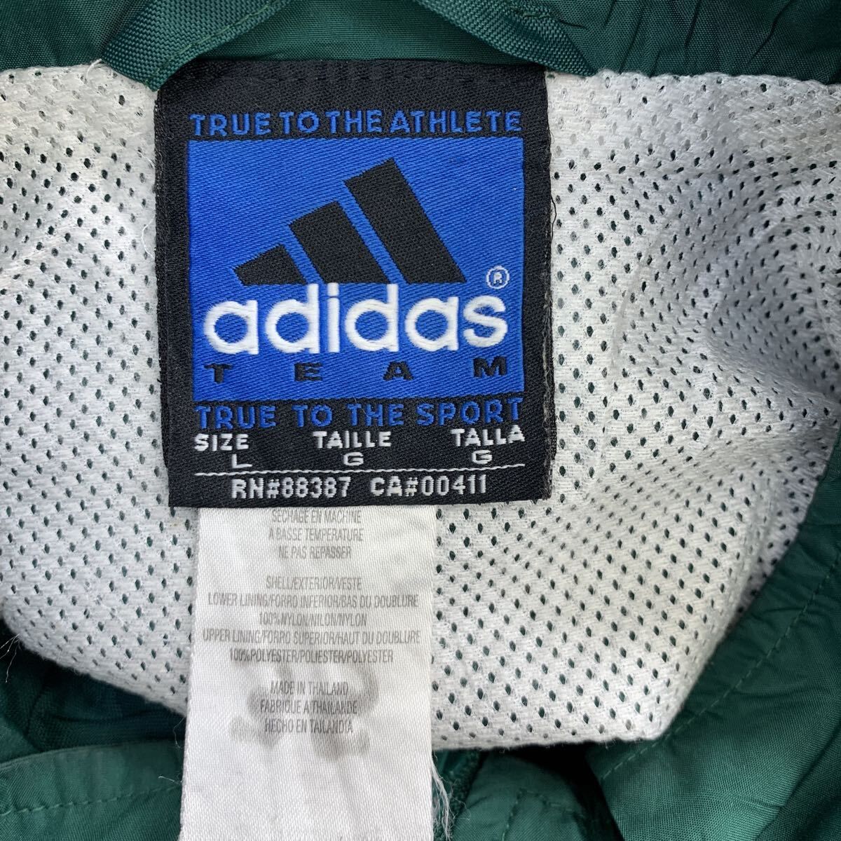 adidas ナイロンジャケット L グリーン ホワイト アディダス ジップ 