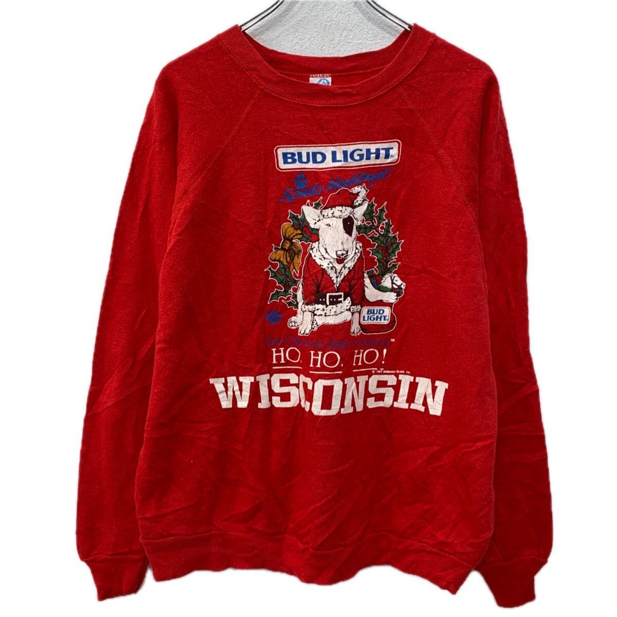 USA製 ARTEX プリントスウェット トレーナー XL レッド マルチカラー