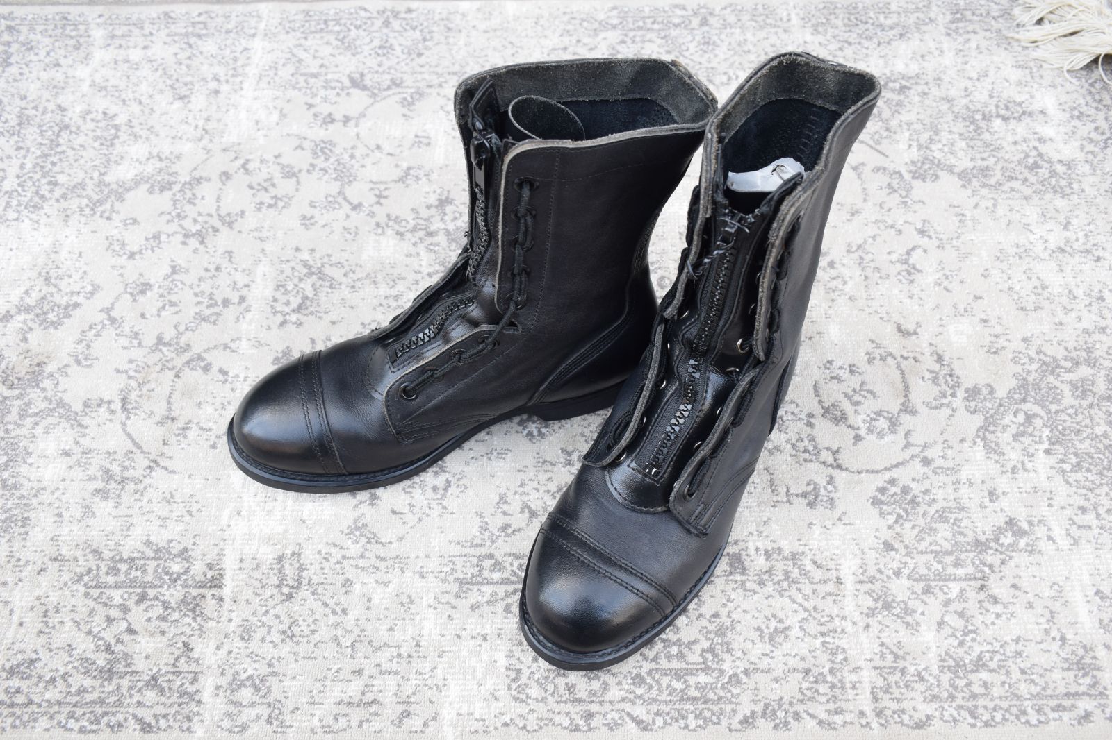 1991年製 U S ARMY 米軍 MILITLY ミリタリー フロントジップブーツ ストレート 外羽根 スチールトゥ 黒 ブラック US 6 5 25 cm相当 W 3430