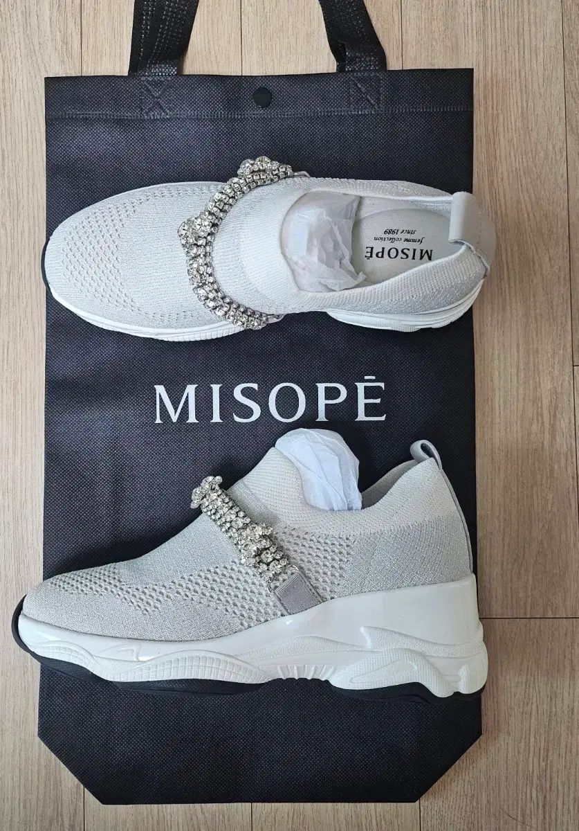 MISOPE レディース ダイヤモンドアート装飾 厚底 スリッポン