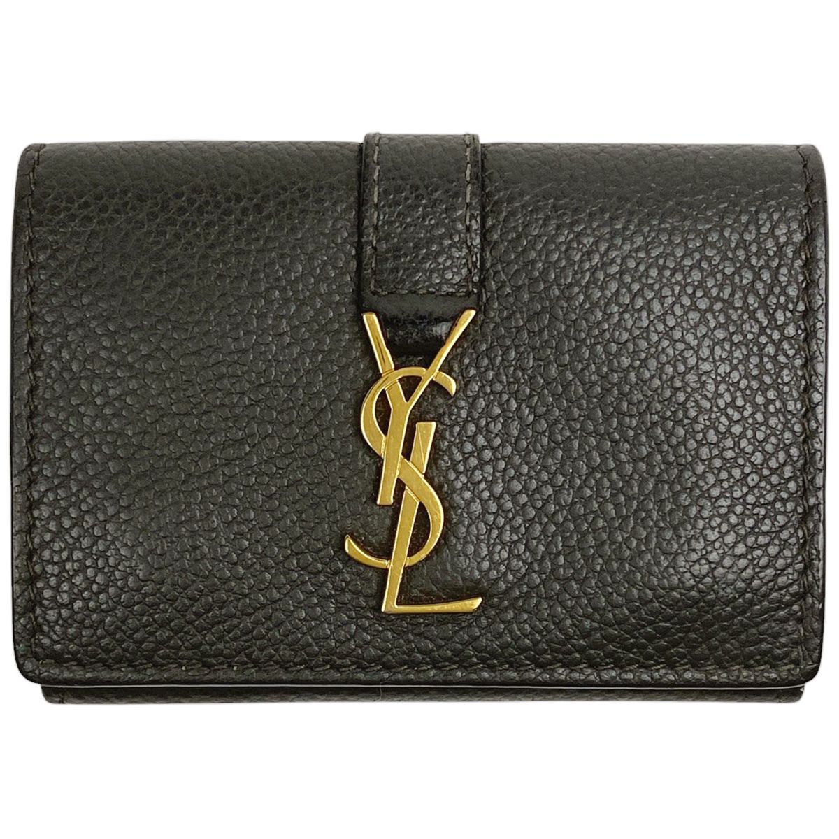 イヴ サンローラン YVES SAINT LAURENT YSLライン オリガミ タイニーウォレット 三つ折り財布 レザー グレー 620287 レディース