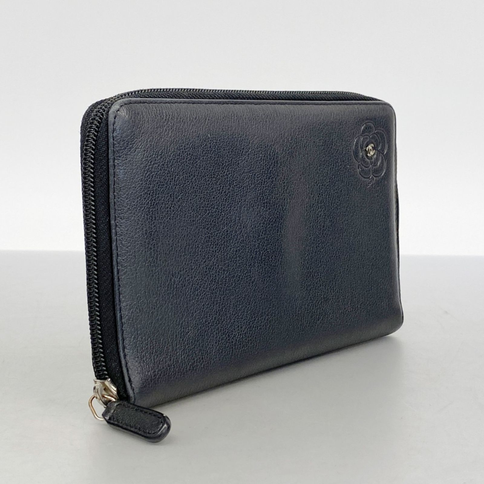 シャネル(Chanel) シャネル 長財布 カメリア レザー ブラック