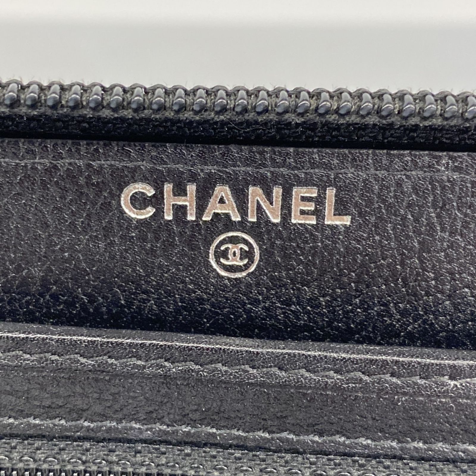 シャネル(Chanel) シャネル 長財布 カメリア レザー ブラック