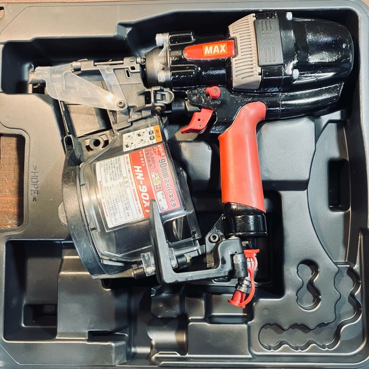 7日保証 整備済 消耗部品多数交換 MAX マックス 高圧 90 mm 強力 釘打ち機 HN-90 X 1 ケース付き 動作良好