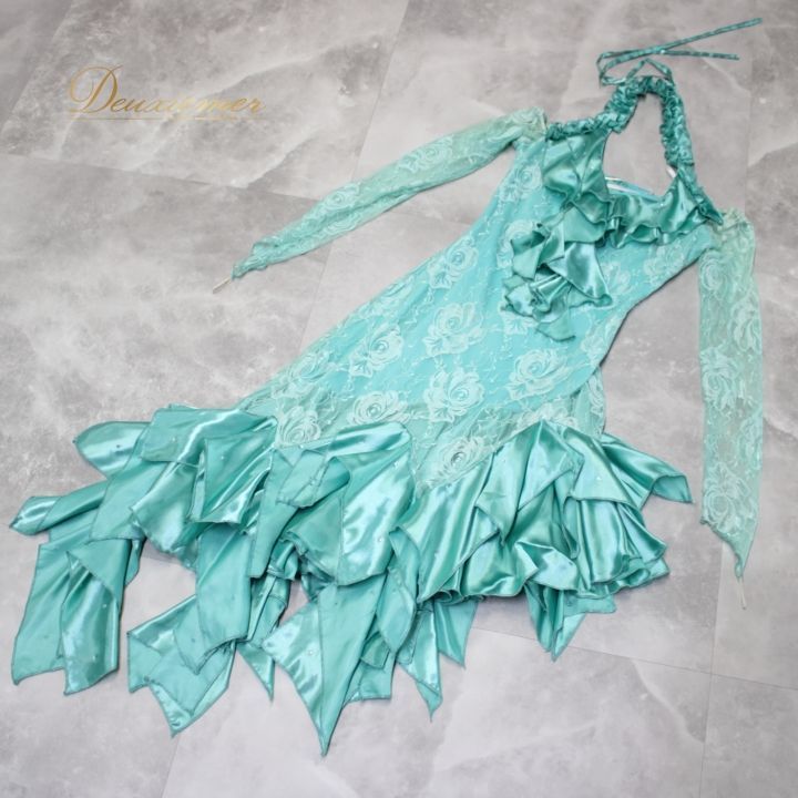 社交ダンス 衣装 ラテン ドレス ワンピース パーティ衣装 ミント