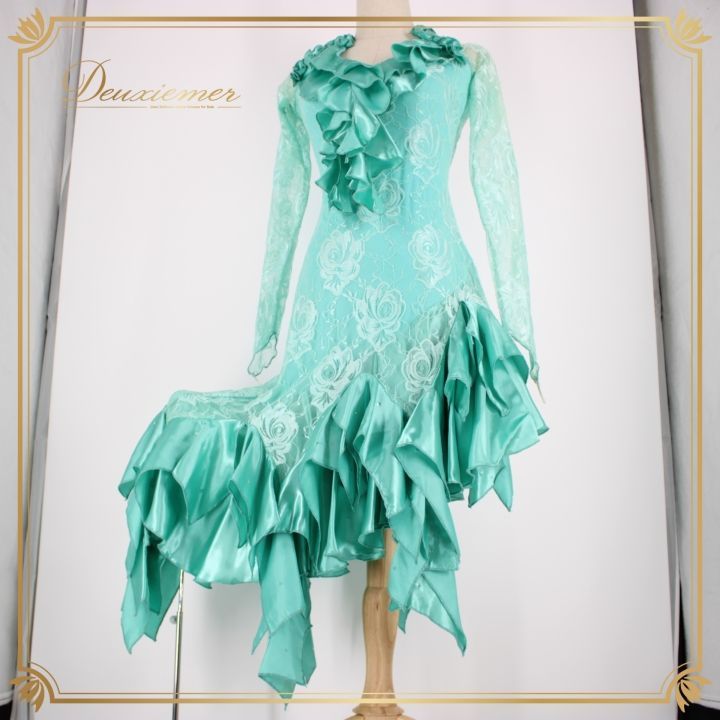 社交ダンス 衣装 ラテン ドレス ワンピース パーティ衣装 ミント