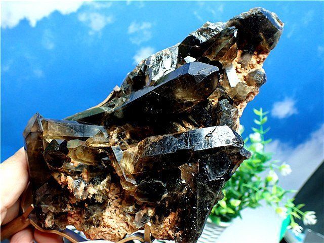 AAA級【魔除け】◇天然モリオン(黒水晶）クラスターYT5C6/114C14D