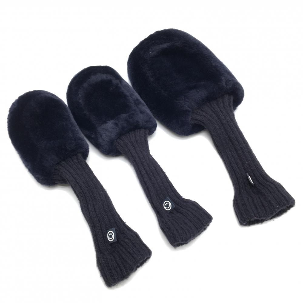 美品】パーリーゲイツ ボアヘッドカバー3点セット(DR FW UT) ネイビー