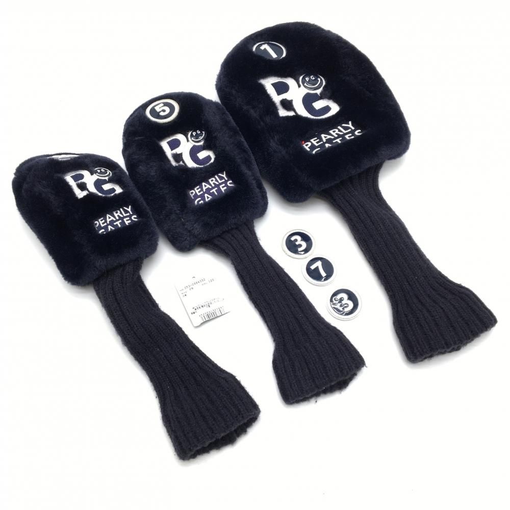 美品】パーリーゲイツ ボアヘッドカバー3点セット(DR FW UT) ネイビー