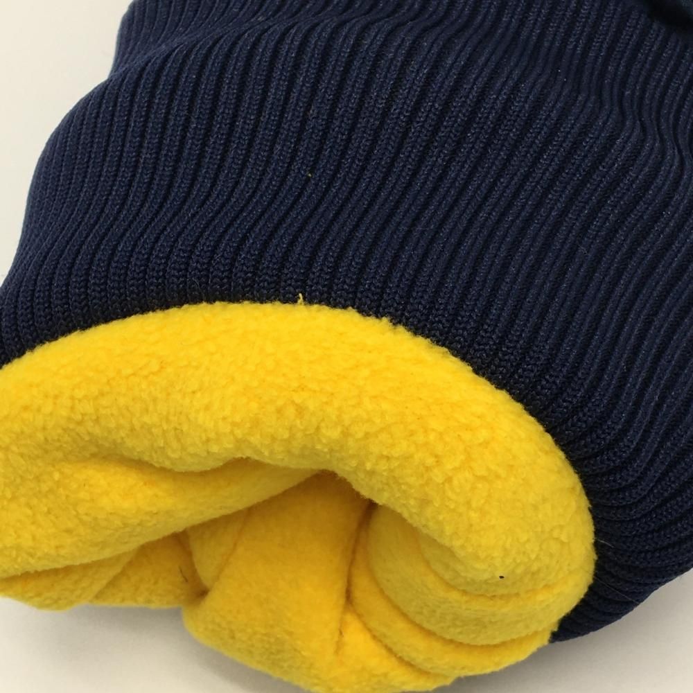 美品】パーリーゲイツ 手袋 ネイビー×イエロー ミトングローブ 内側