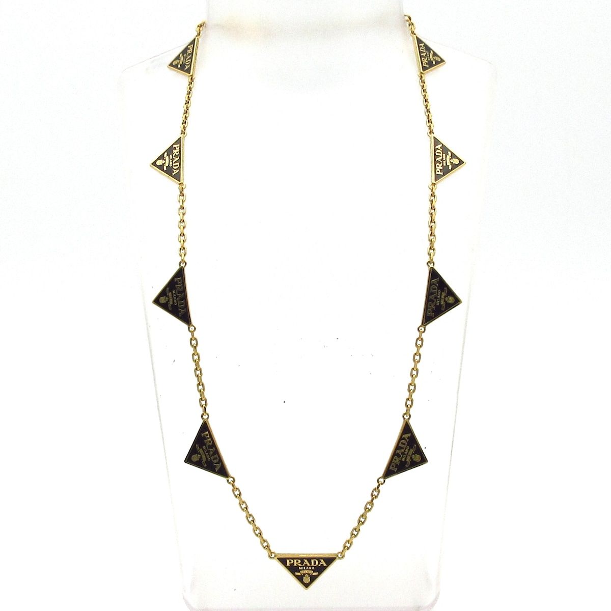 ゴールド◆美品 プラダ ネックレス PRADA(プラダ) ネックレス ゴールド×黒 トライアングルロゴ - メルカリ