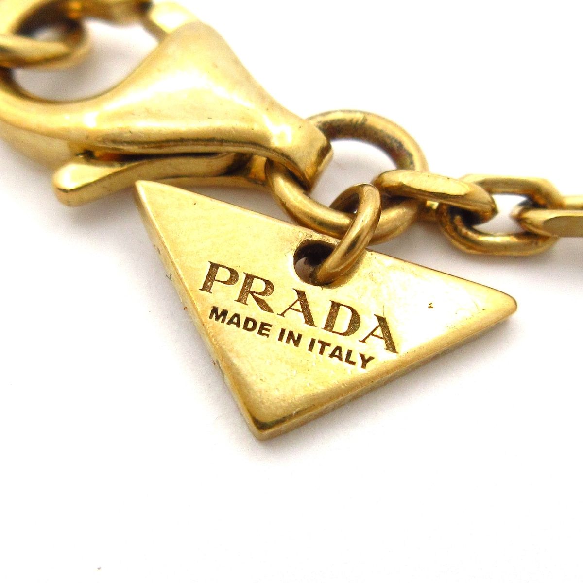 ゴールド◆美品 プラダ ネックレス PRADA☆メタルトライアングルネックレスゴールド (PRADA/ネックレス
