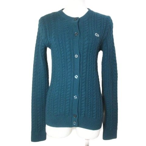 ラコステ LACOSTE ケーブルニット カーディガン 長袖 ワッペン ウール