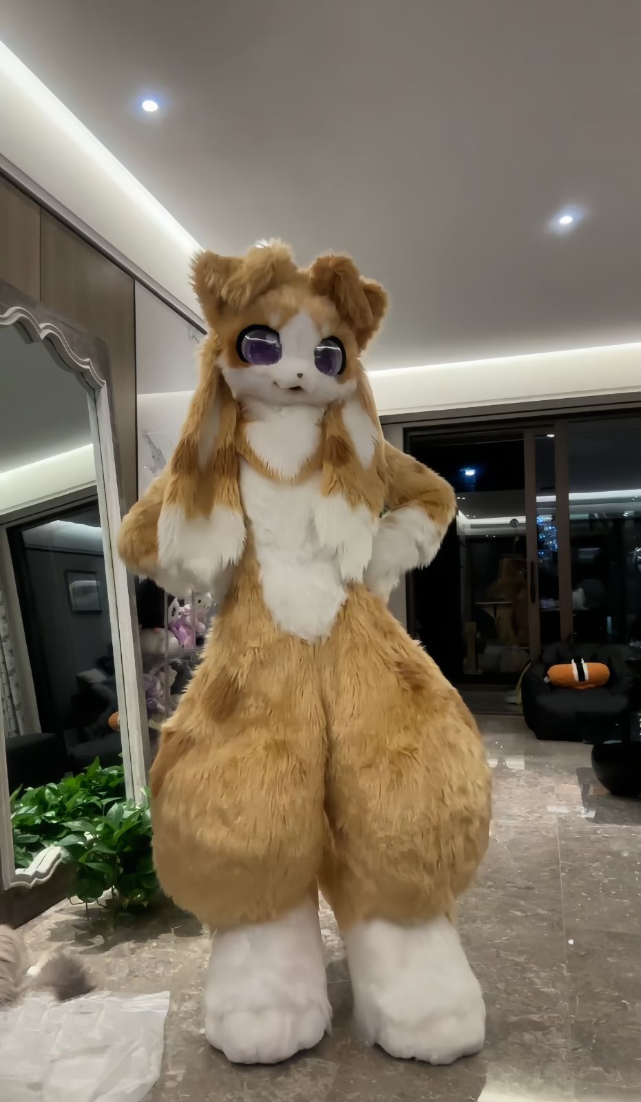 着ぐるみ ケモノ体 フルスーツ セット NO 63 茶色 うさぎ 全頭ヘッド ファースーツ ぬいぐるみ コスプレ コスチューム