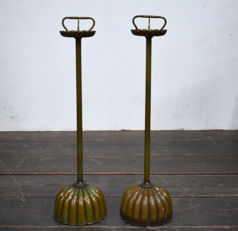 蔵A5799】和の灯 宣徳銅菊灯 金屋五郎三郎造 一対 共箱 - メルカリ