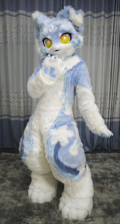 ☆着ぐるみ ケモノ体 フルスーツ セット NO.64 青 水色 犬 全頭ヘッド