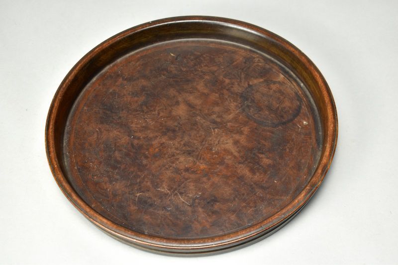 蔵A 5806 民藝 天然玉杢丸盆 明治期