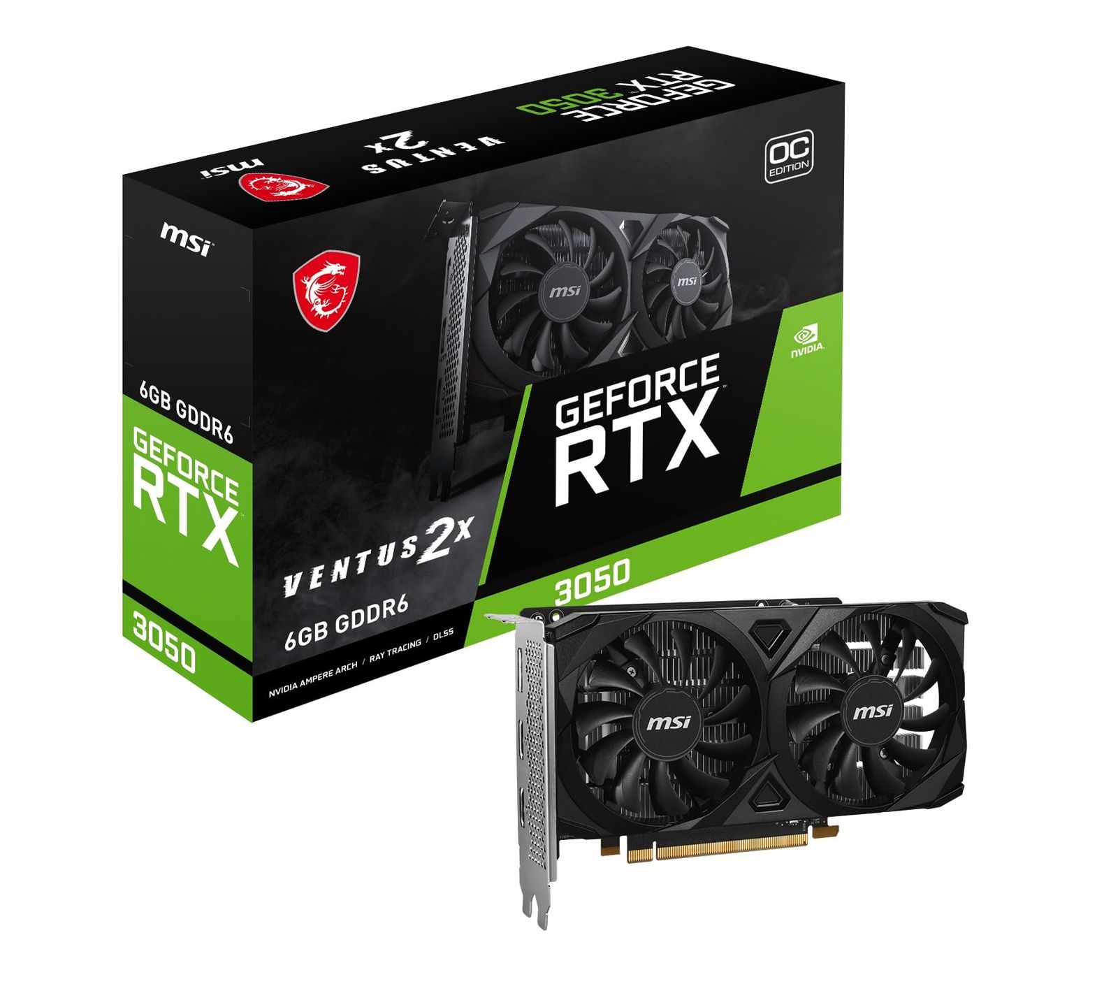 MSI GeForce RTX 3050 VENTUS 2 X E 6 G OC グラフィックスカード VD 8926 1 2連ファンモデル メモリ6 GB 補助電源不要