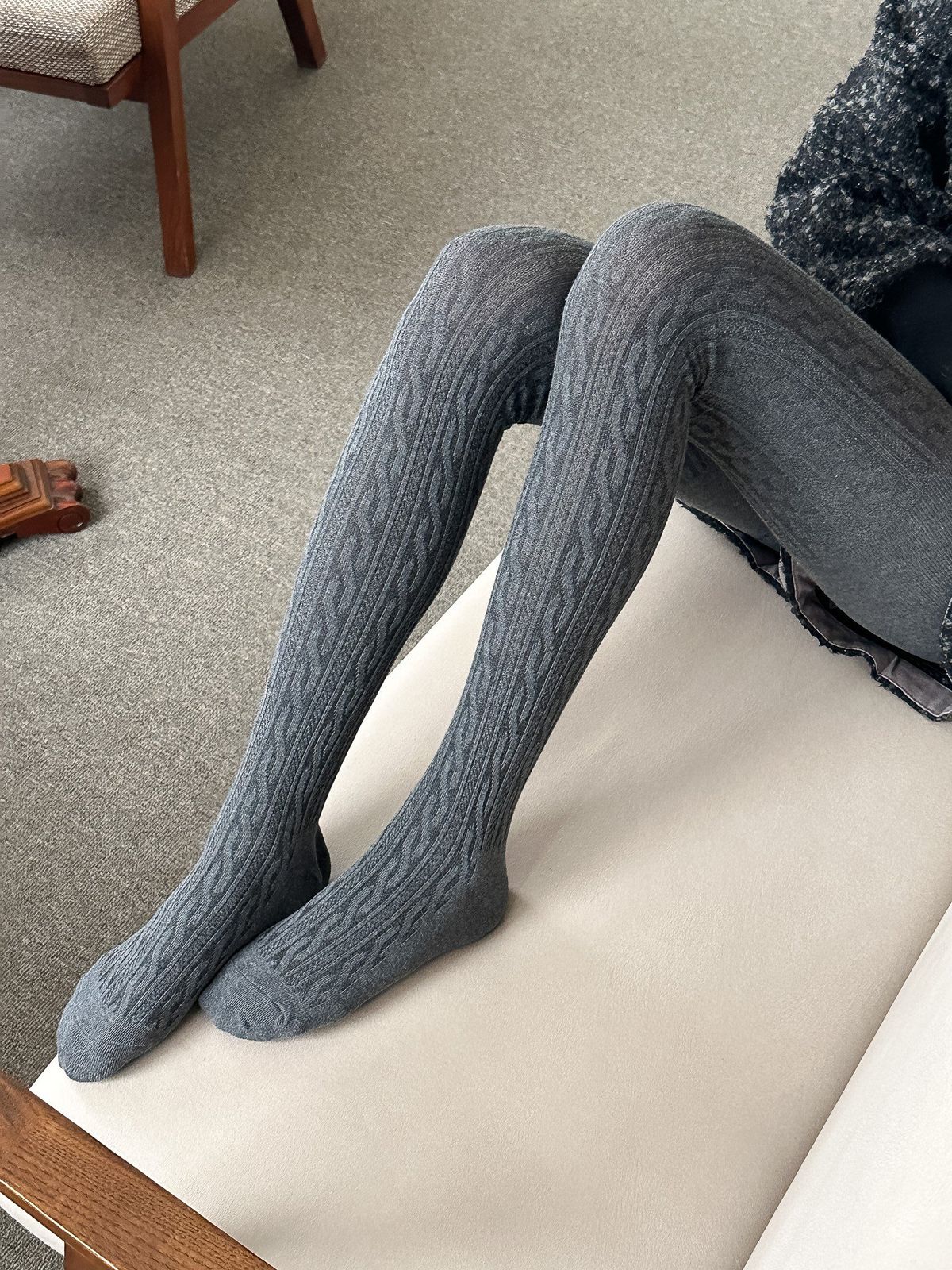 ケーブル編みコットンタイツ レディースファッション靴下 コットン 無地 ショーツ あんスタ Uスター ストッキング レギンス ニット