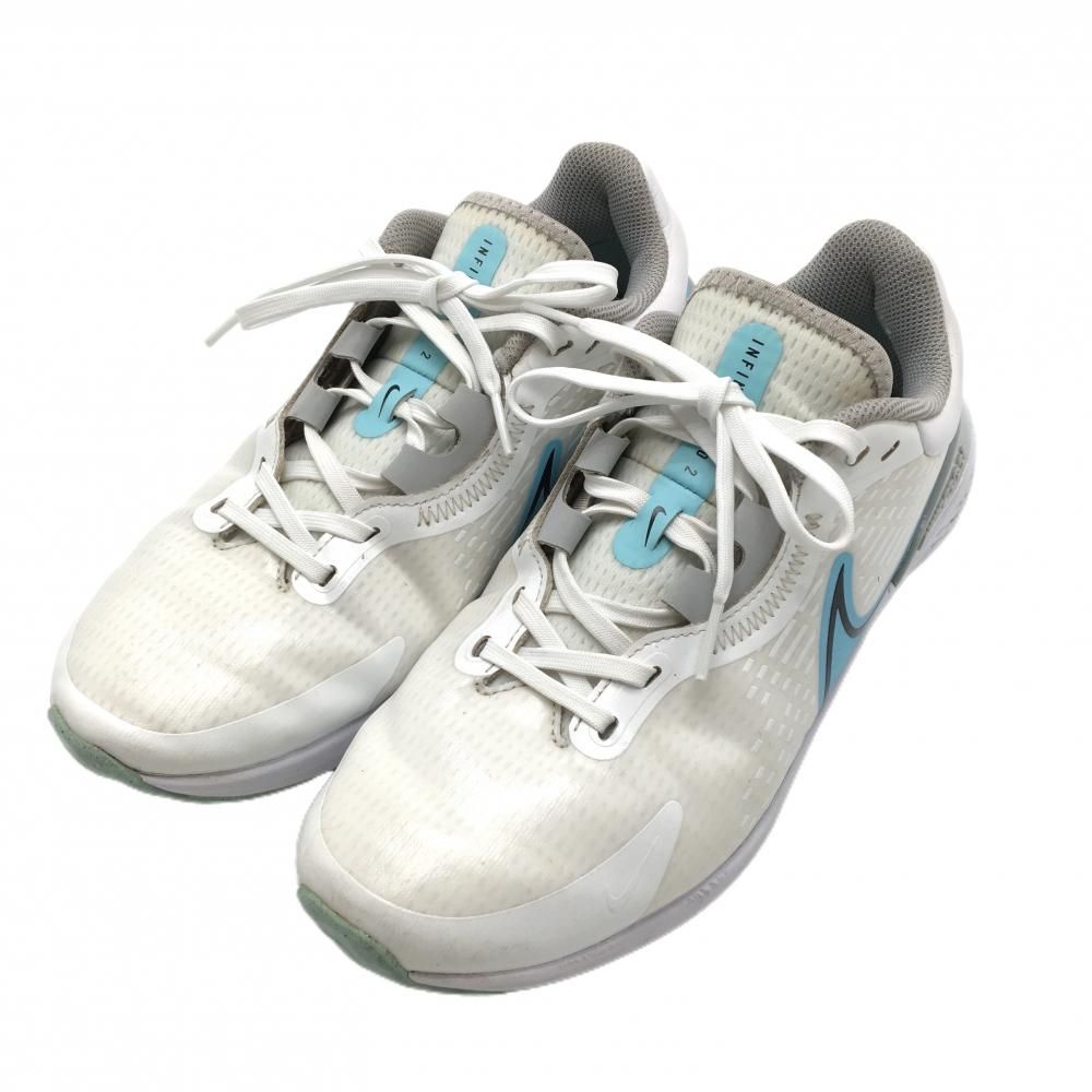 ナイキ ゴルフシューズ 白×ライトブルー インフィニティプロ2 DM 8449-114 スパイクレス メンズ 26.0 ゴルフウェア NIKE