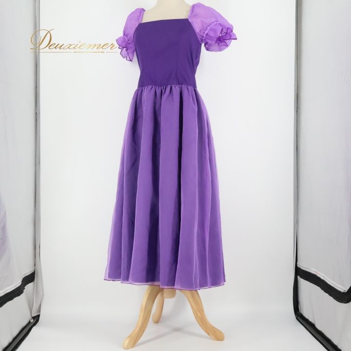 【美品 日本製フラダンス用衣装】 ALOHA STANDERD パープルドレスL フラダンス 衣装 ワンピース ドレス パープル系 アロハスタンダード