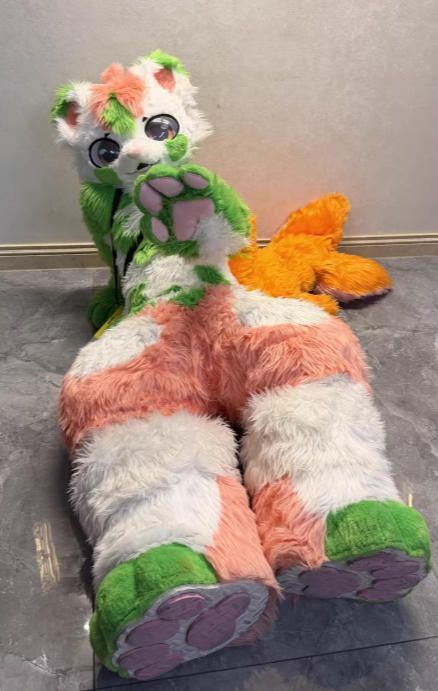 ☆着ぐるみ ケモノ体 フルスーツ セット NO.65 緑 犬 全頭ヘッド