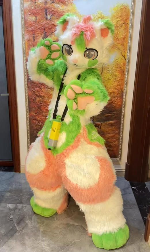 ☆着ぐるみ ケモノ体 フルスーツ セット NO.65 緑 犬 全頭ヘッド