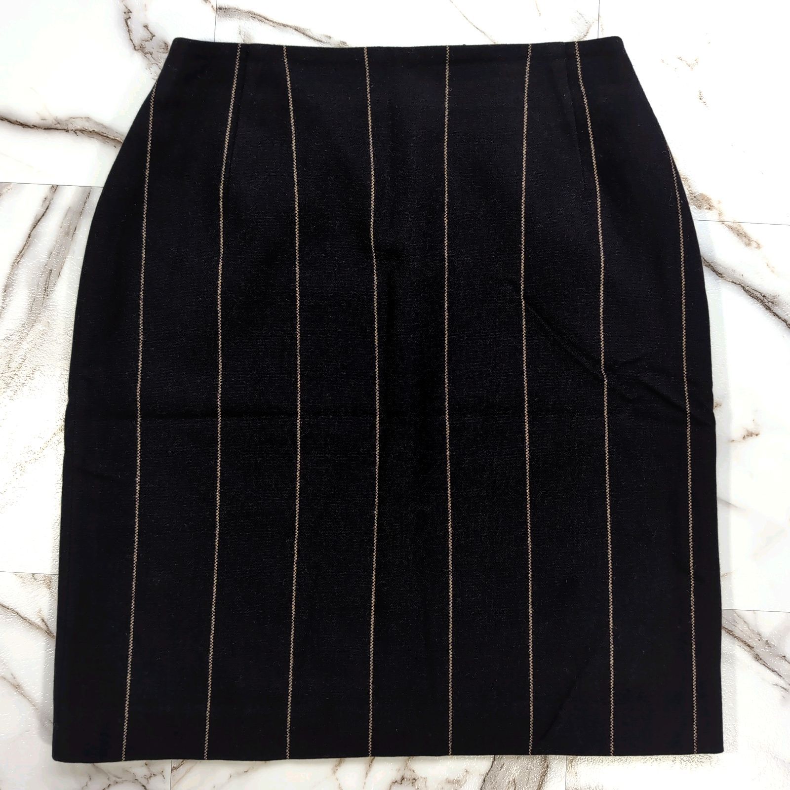 JILSANDER イタリア製 virgin wool タイトスカート チョークストライプ BLACK L相当