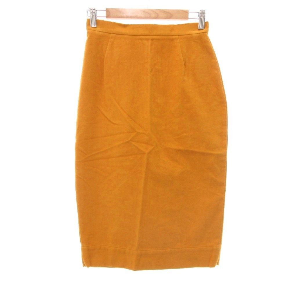 ヴィヴィアンウエストウッド Vivienne Westwood アングロマニア ペンシルスカート モールスキン ピーチスキン ミディ丈 40 マスタード 05101 14 01 282004 UO GY 18
