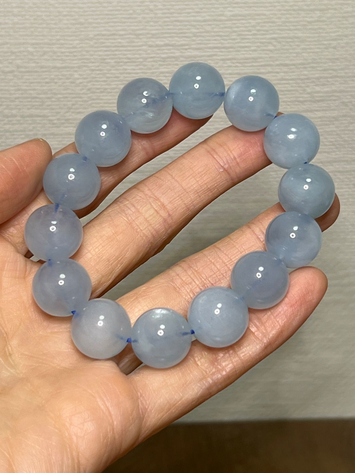 ☆美品☆天然石 高品質 アクアマリン ブレスレット14.5㍉約16.5㌢☆M4