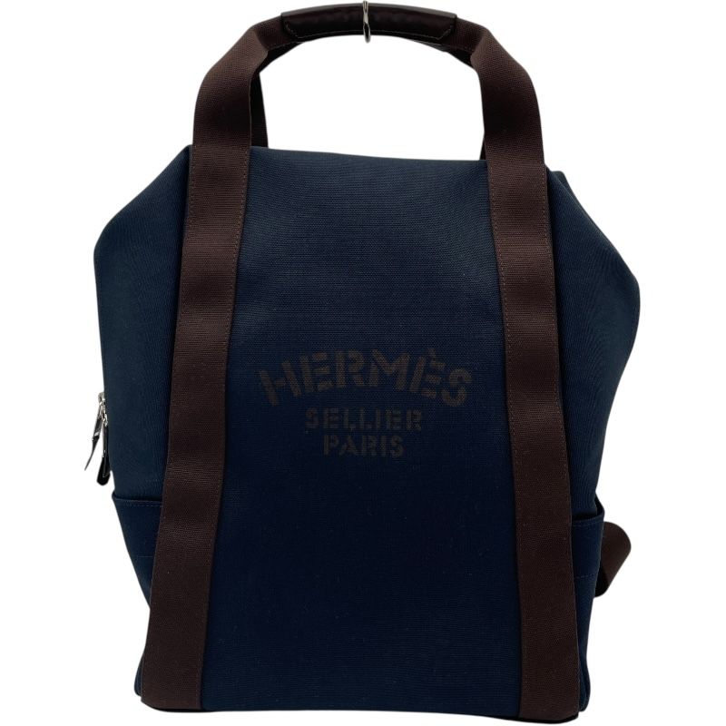 エルメス HERMES サックドパンサージュ バックパック ネイビー SV金具 トワル レディース リュック デイパック
