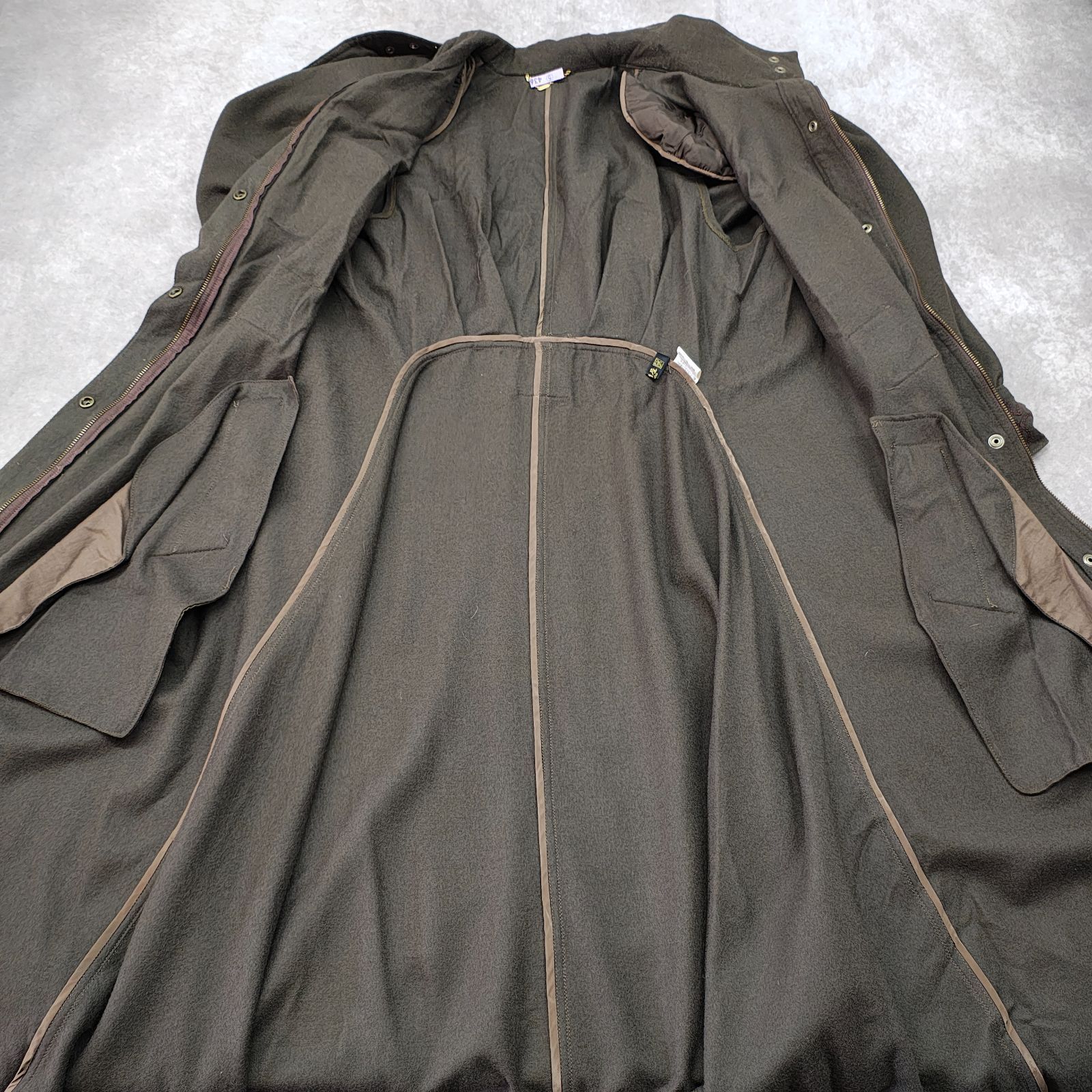 伊太利屋 ウールコート ロングコート 11 GK セーラー襟 オリーブ