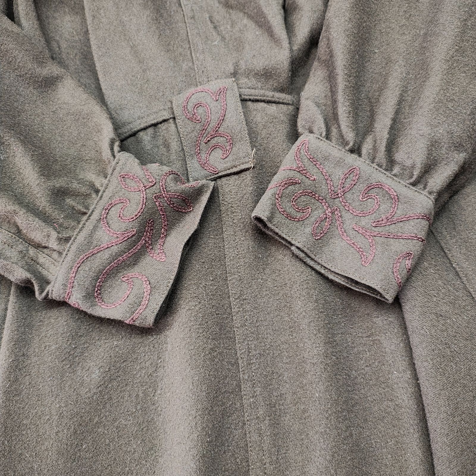 伊太利屋 ウールコート ロングコート 11 GK セーラー襟 オリーブ