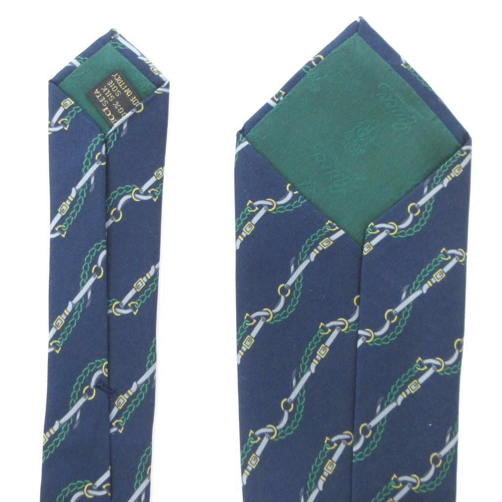 グッチ GUCCI ネクタイ レギュラータイ ストライプ 絹 シルク 総柄 紺