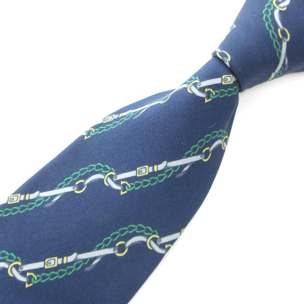 グッチ GUCCI ネクタイ レギュラータイ ストライプ 絹 シルク 総柄 紺