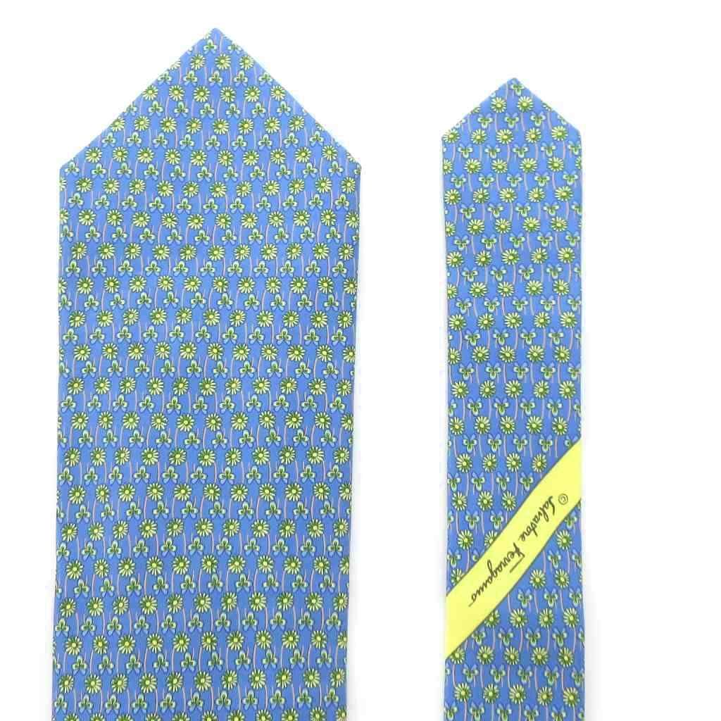 Ferragamo ネクタイ ライトブルー パターン柄 総柄 サルヴァトーレフェラガモ Salvatore Ferragamo 美品 ネクタイ