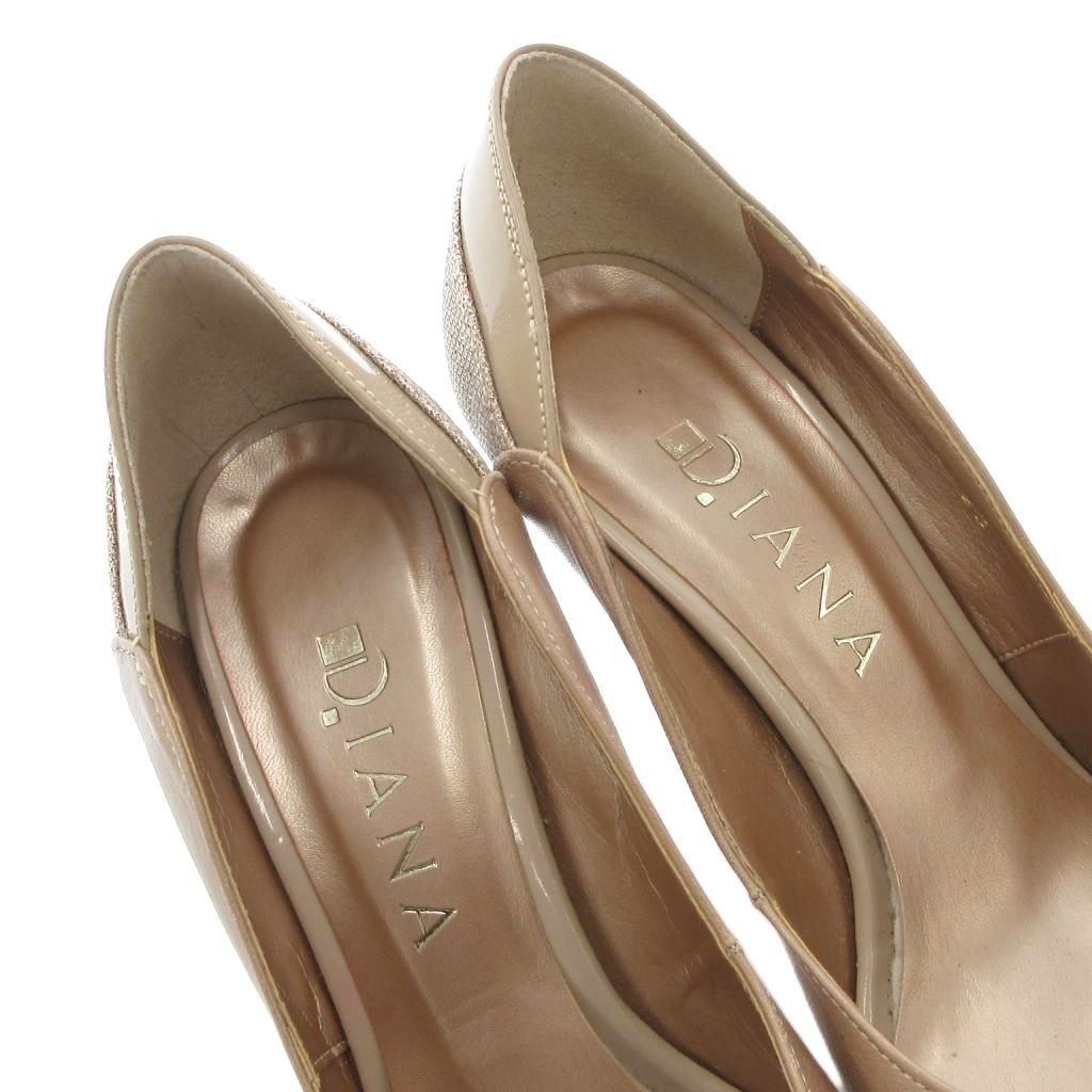ダイアナ DIANA パンプス レザー エナメル メッシュ切替 ラウンドトゥ