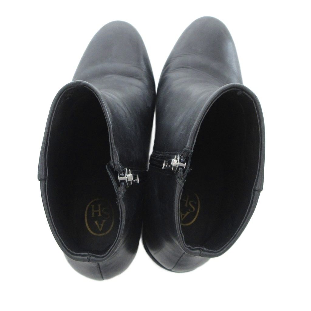 アッシュ ASH ヒールブーツ ショート サイドジップ レザー 37 黒