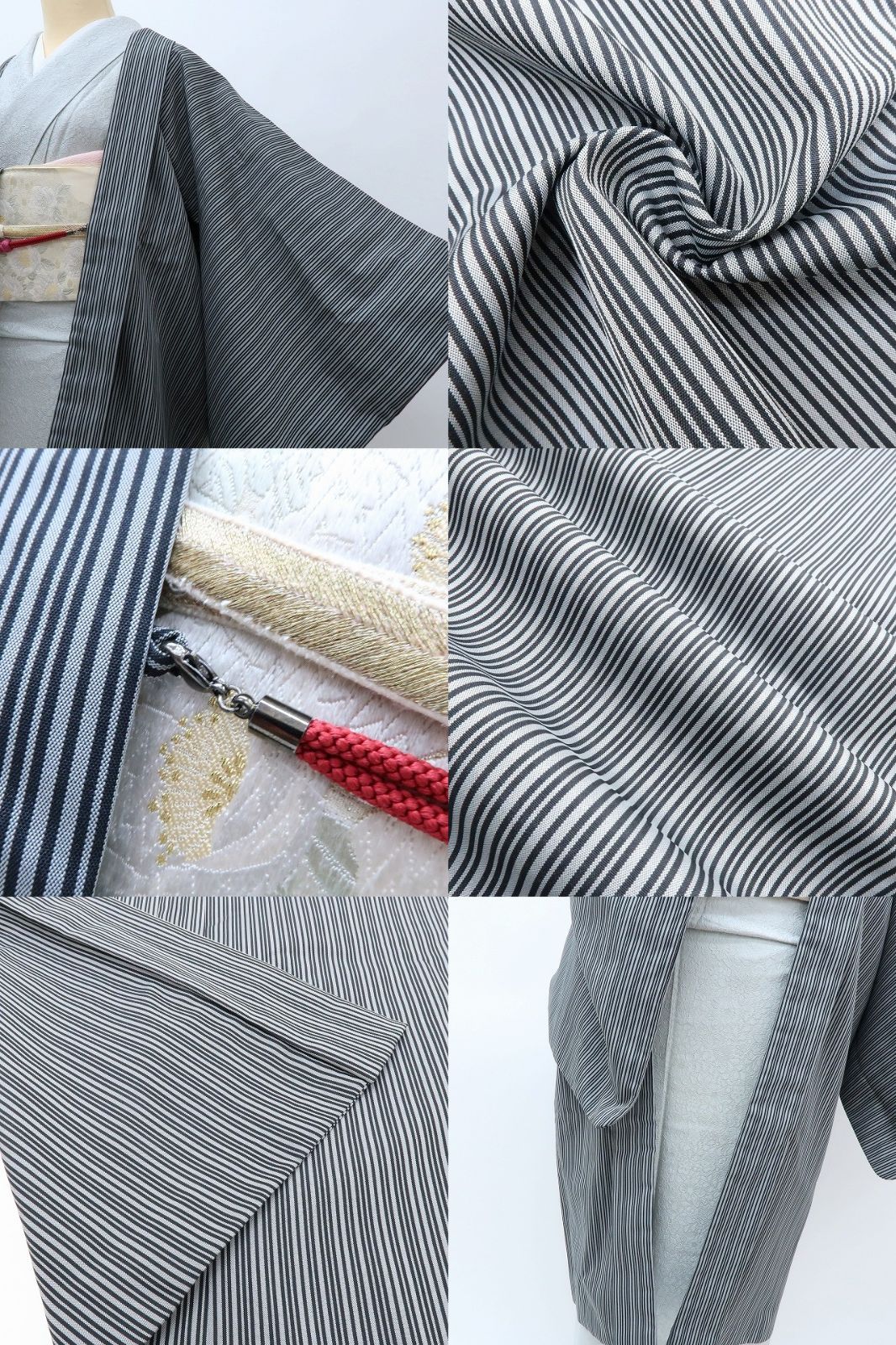  百華 Y 4102 正絹 縦縞 ロング丈 長羽織 羽織 着物 浴衣