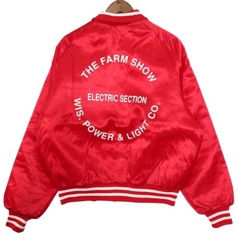 大きいサイズ メンズUS-XL 80 s マジェスティック ナイロンベースボールジャケット レッド Majestic ビンテージ 古着 hjc-0049