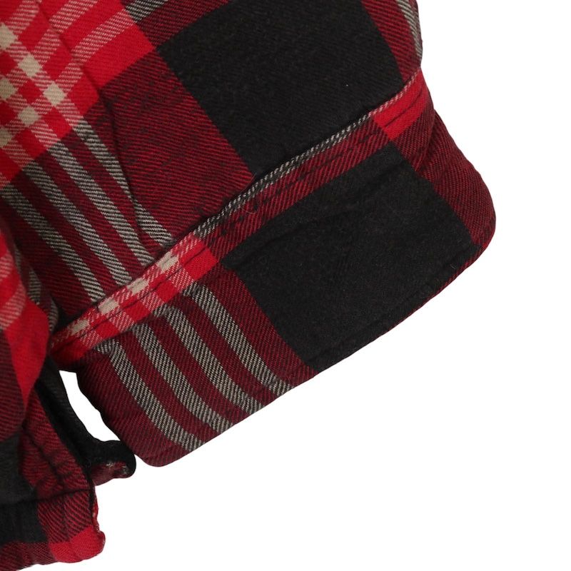 大きいサイズ メンズUS-3 XLサイズ OZARK TRAIL フランネルシャツジャケット フリースライナー チェック柄 レッド ブラック 古着 hsc-0884