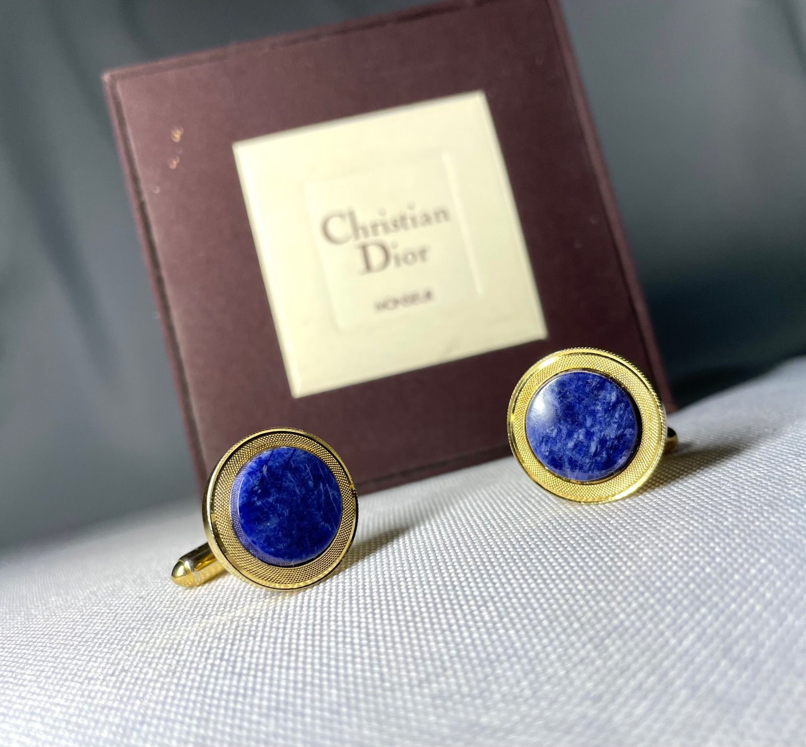 美品 希少 Dior ディオール ソーダライト装飾 ゴールド オーバル