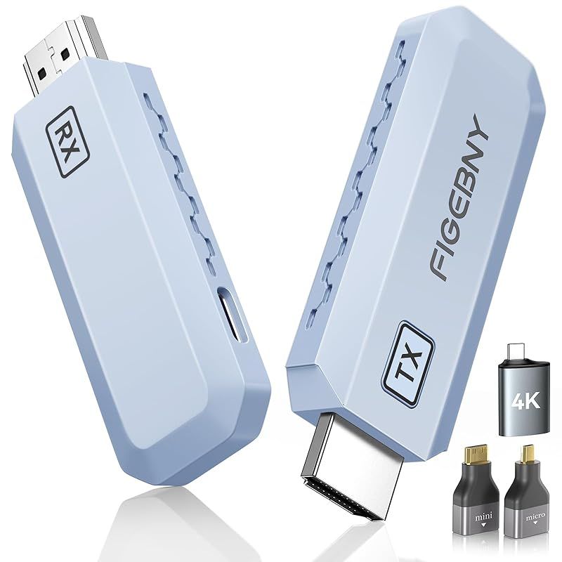 FIGEBNY hdmi 無線 0 1秒超低遅延 ワイヤレス 送受信機セット 日本技適認証済 30 m安定転送 映像音声同時出力 PC スマホ出力 モニター テレビなど入力 ブルー