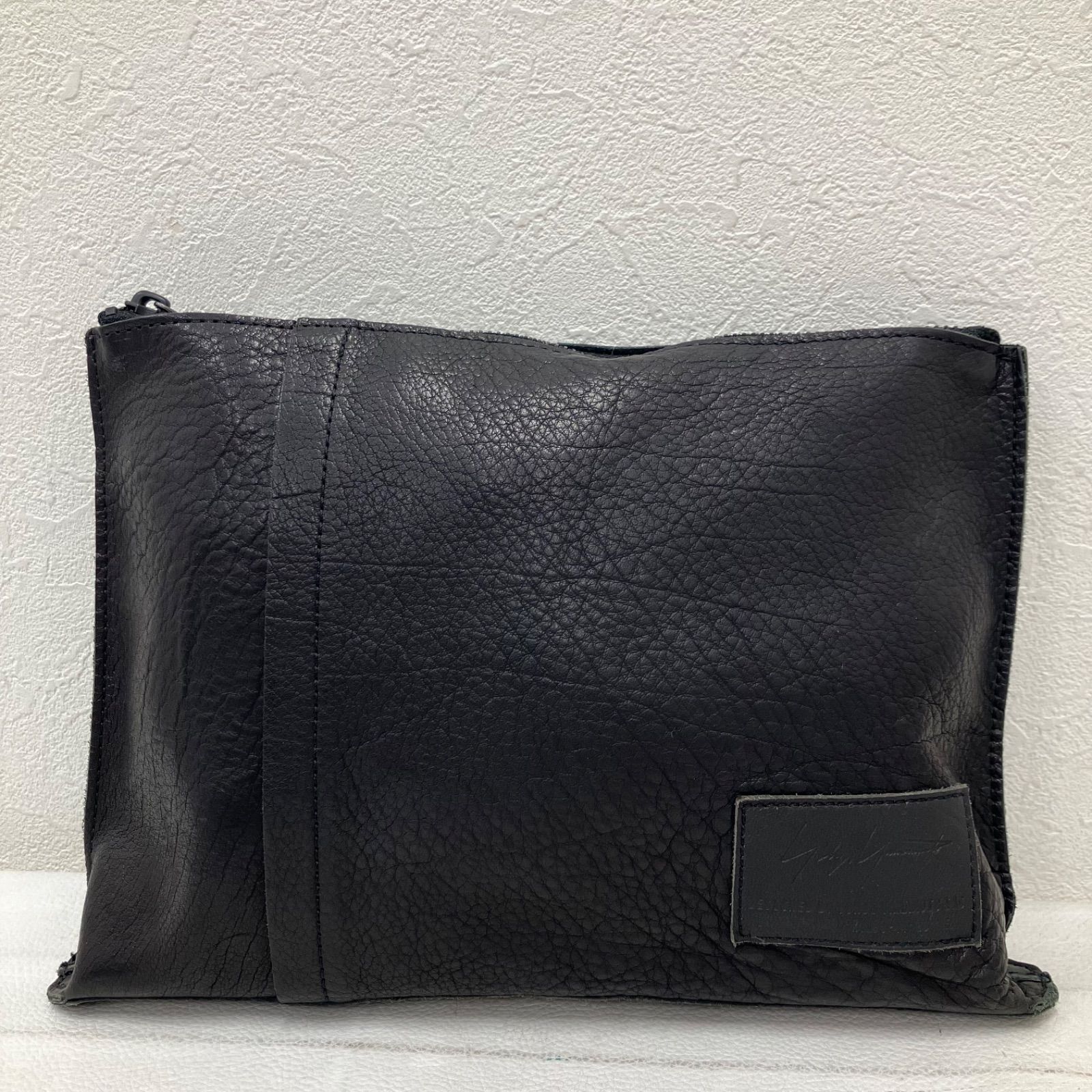 7089 YOHJI ヨウジヤマモト クラッチバッグ ポーチ レザー ブラック 無地 ミニクラッチバッグ 18 AW メンズ レディース ユニセックス セカンドバッグ シンプル