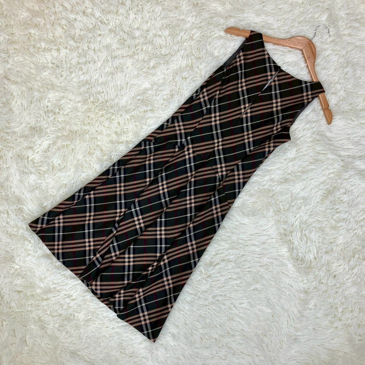 バーバリーブルーレーベル ノースリーブワンピース 膝丈 裏地付き ノバ