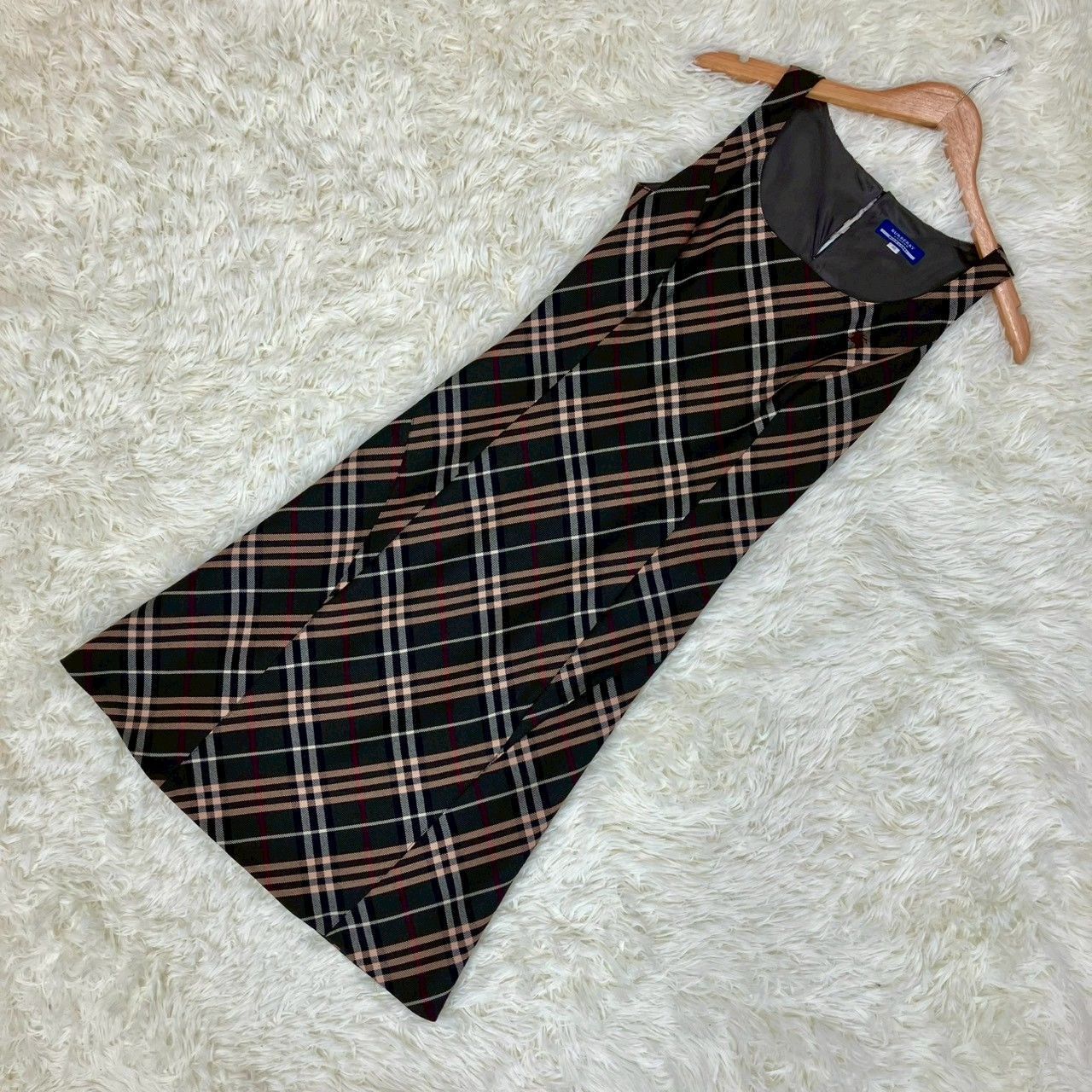 バーバリーブルーレーベル ノースリーブワンピース 膝丈 裏地付き ノバ