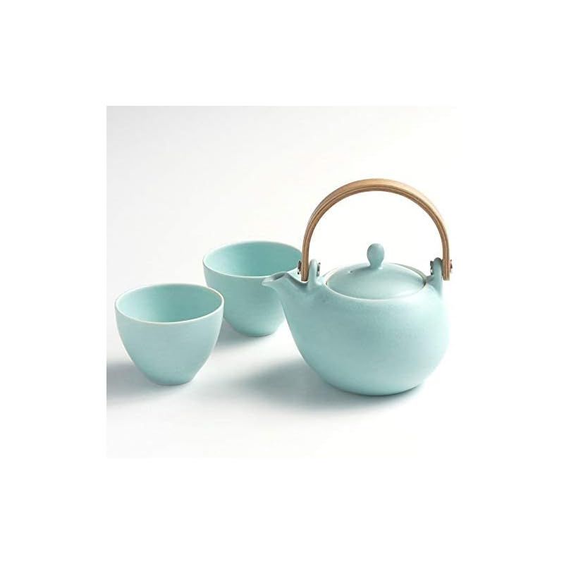 彡LOLO 急須 ギフトセット 浅葱 ギフト 陶器 和食器 受け皿 ３点